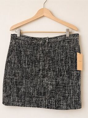Halogen Black & White Tweed Mini Skirt Size 12 NWT